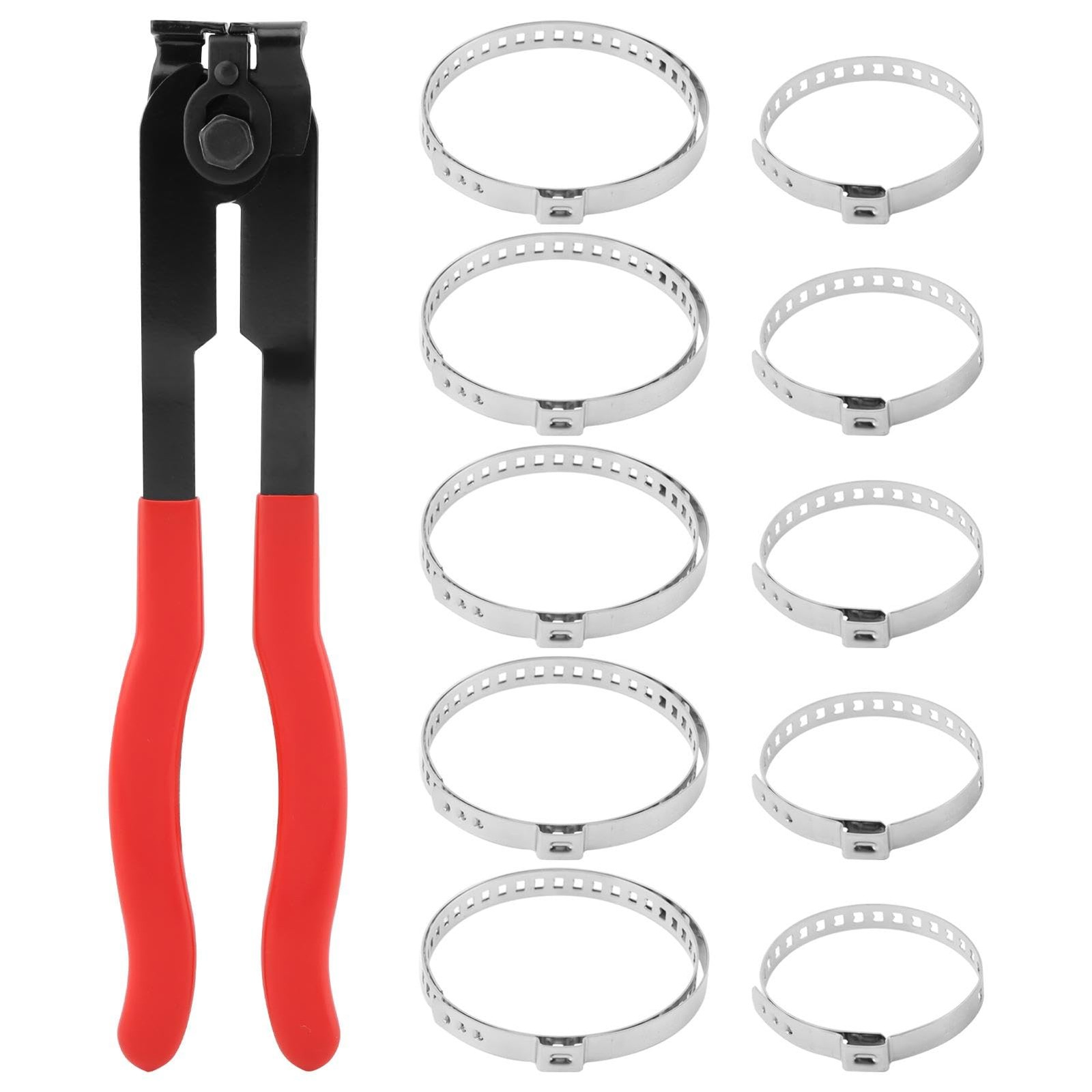 CV Boot Clamp Plier with 10PCS Stainless Steel Clamps, Small and Red