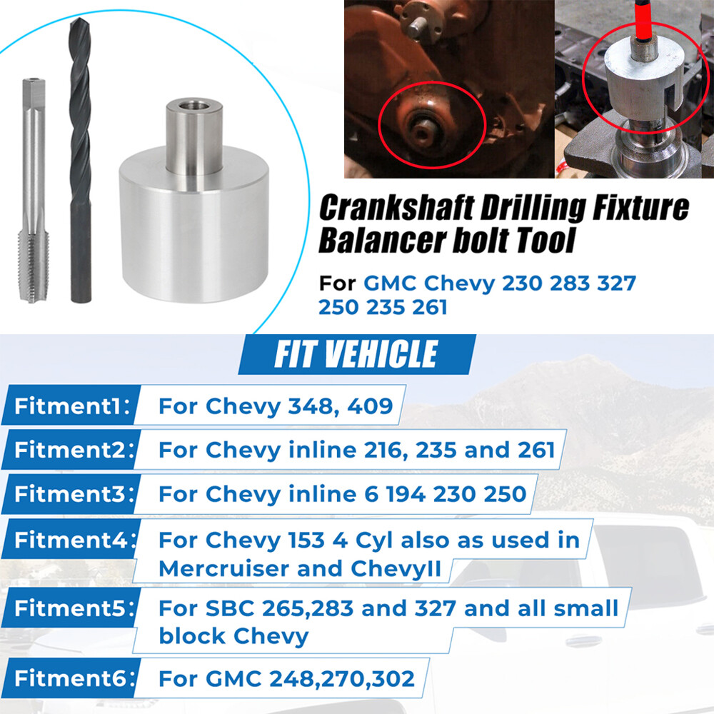 For GMC Chevy 230 348 409 350 283 Crankshaft Drilling Fixture Balancer Bolt Tool