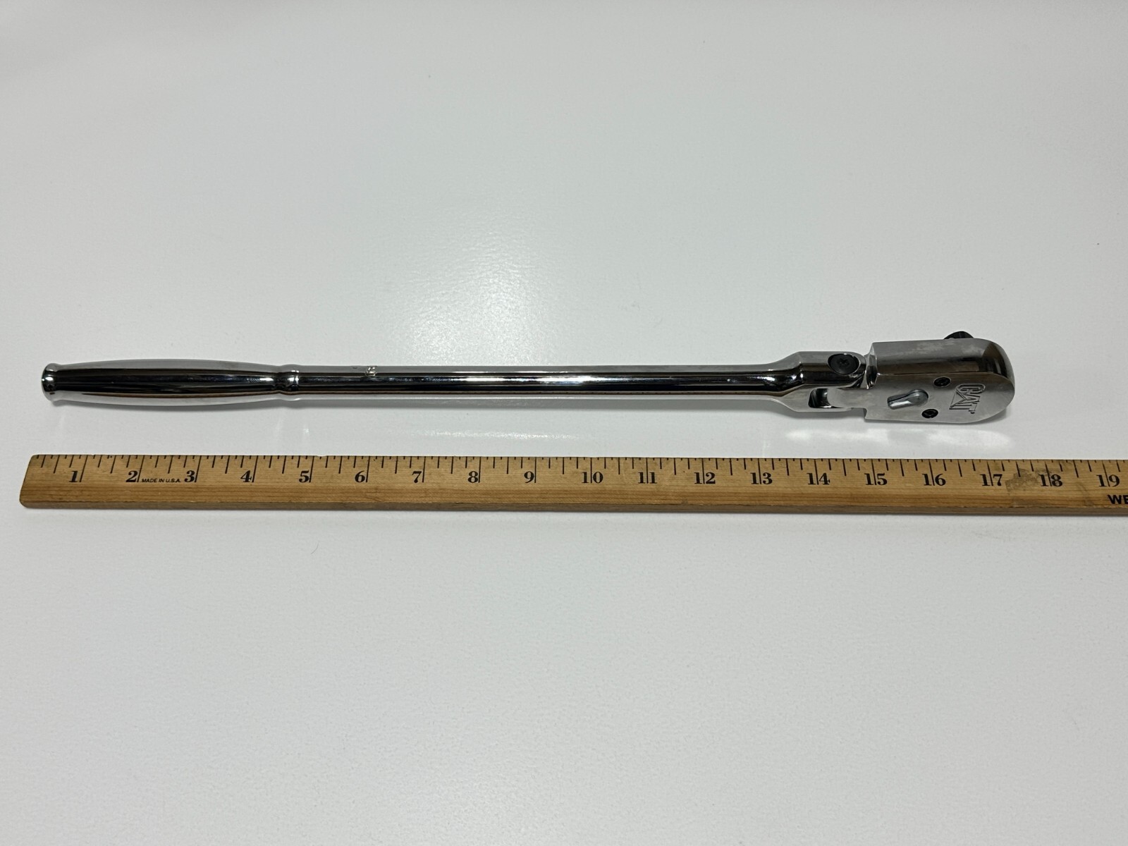 NEW CAT Caterpillar Tools USA Made 1/2″ Drive Flex Head Chrome Ratchet, 17″ Long