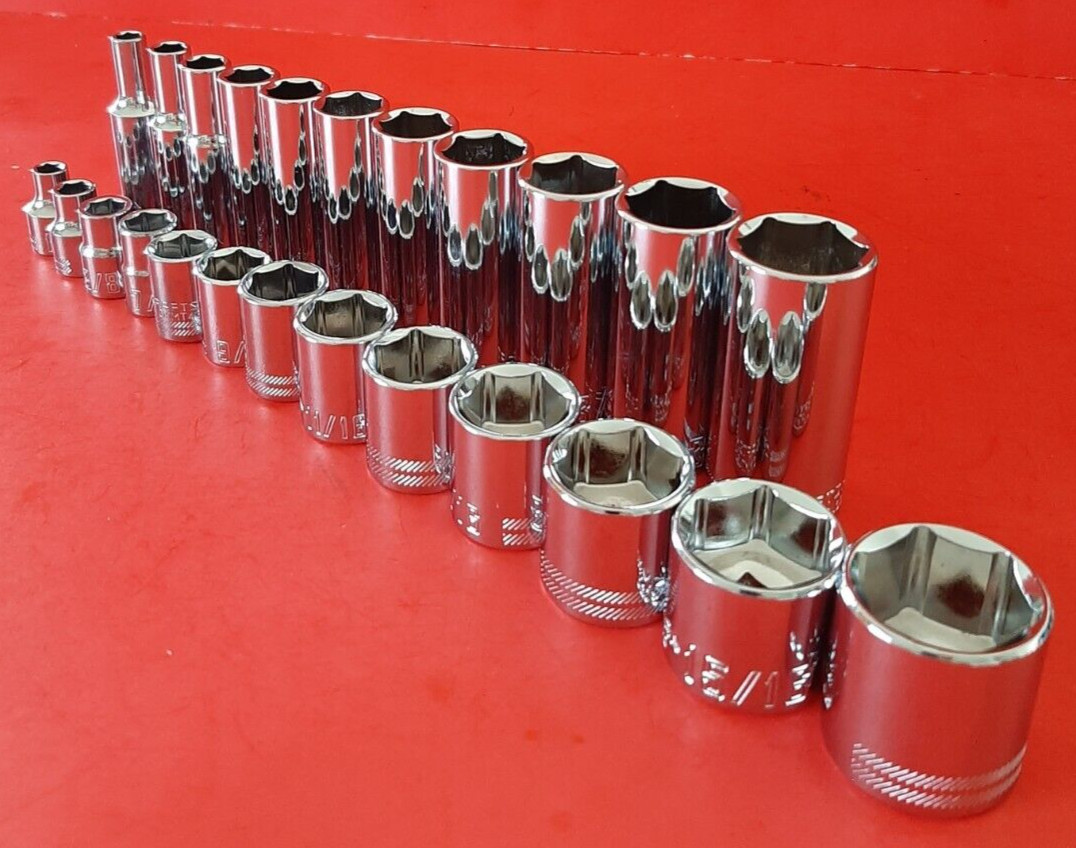 NEW CRAFTSMAN 24pc Shallow & Deep 3/8″ Drive SAE 6pt Point Socket Set