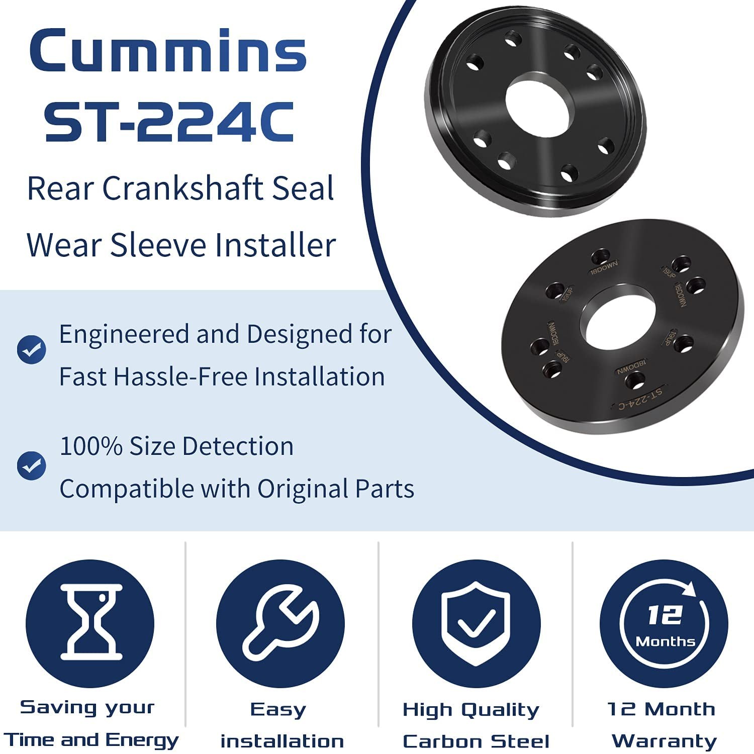 Rear Crankshaft Seal & Wear Sleeve Installer for Cummins 3.9L,5.9L,6.7L,ISC 8.3L