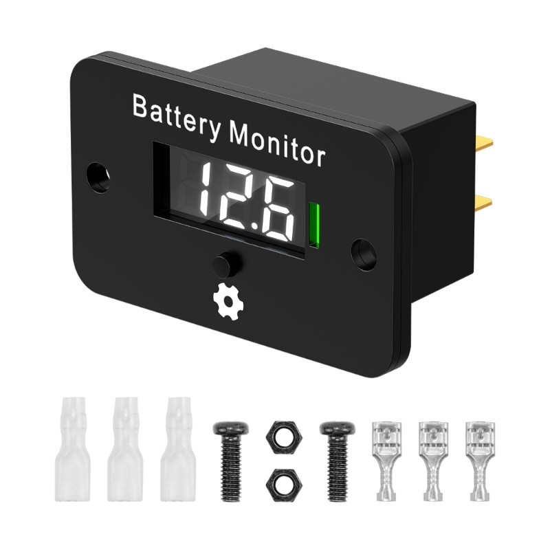 Utility Vehicle Battery Monitor 12V-72V with Mounting Hardware for Golf Cart