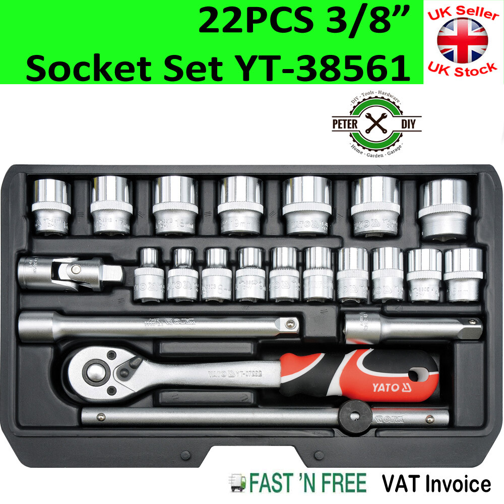 3/8″ Socket Set Ratchet 22pcs Yato Professional AS-DRIVE In Handy Case YT-38561