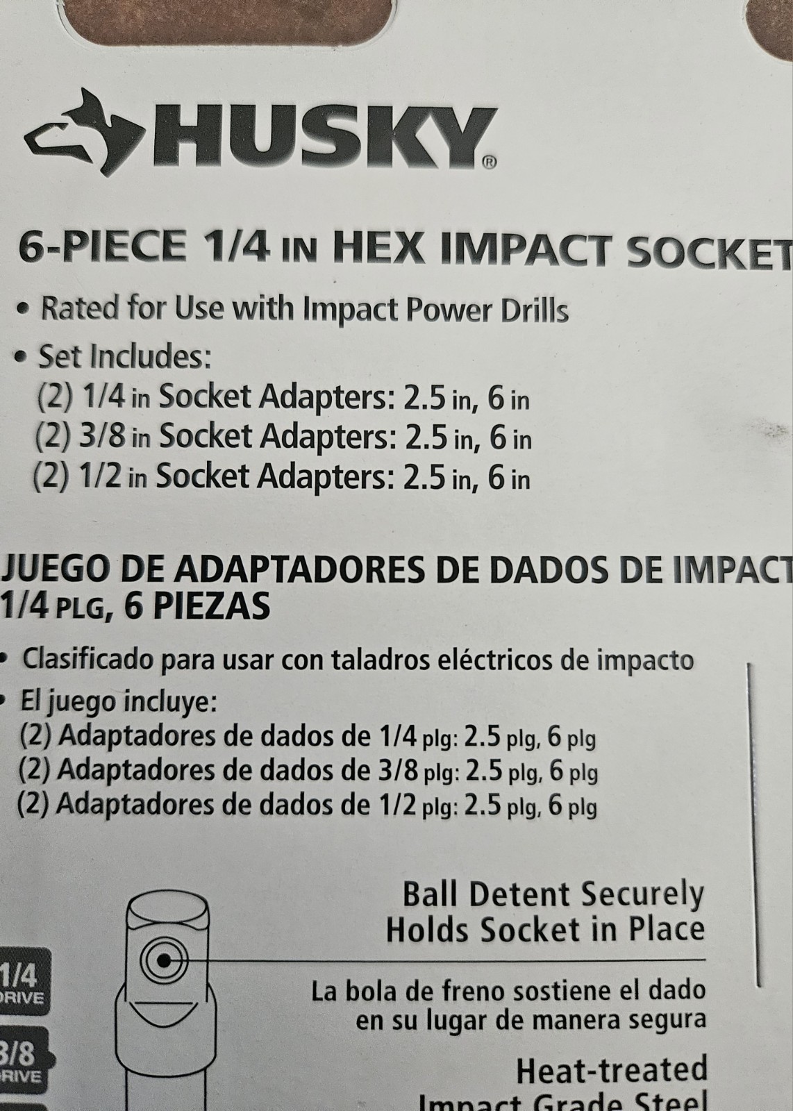Husky 6 Piece 1/4″ Hex Impact Socket Adapter Set, HISKDRAPT6PC, NEW SEALED