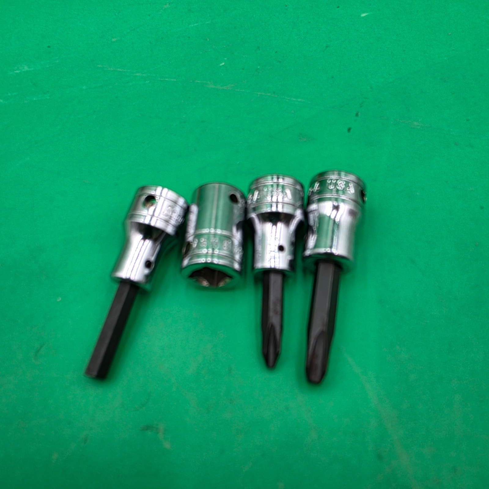 Used Lot of 4 Snap‑On 3/8in Driver Sockets FP 22A, FP 32A, FA 7A, FP 41B