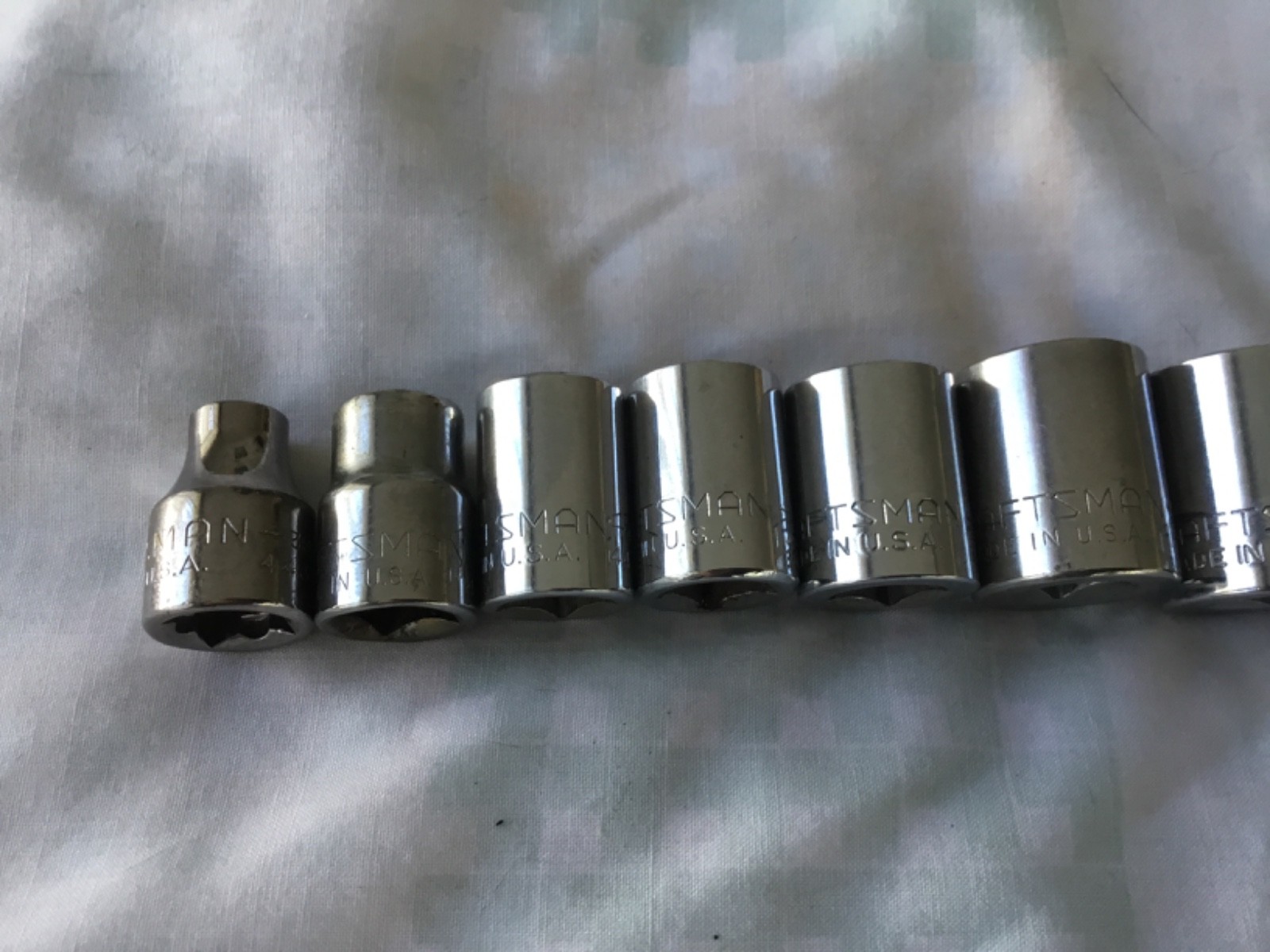 9 Pc CRAFTSMAN 3/8 Drive -G- SAE 12pt Sockets 1/4” – 13/16” Shallow USA