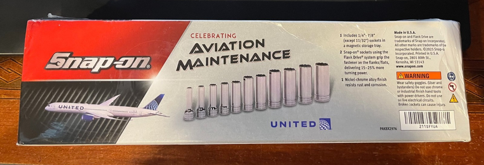 Snap-on 211SFYUA Aviation11 pc 3/8″ Drive 12-Pt SAE Deep Flank Drive Socket Set