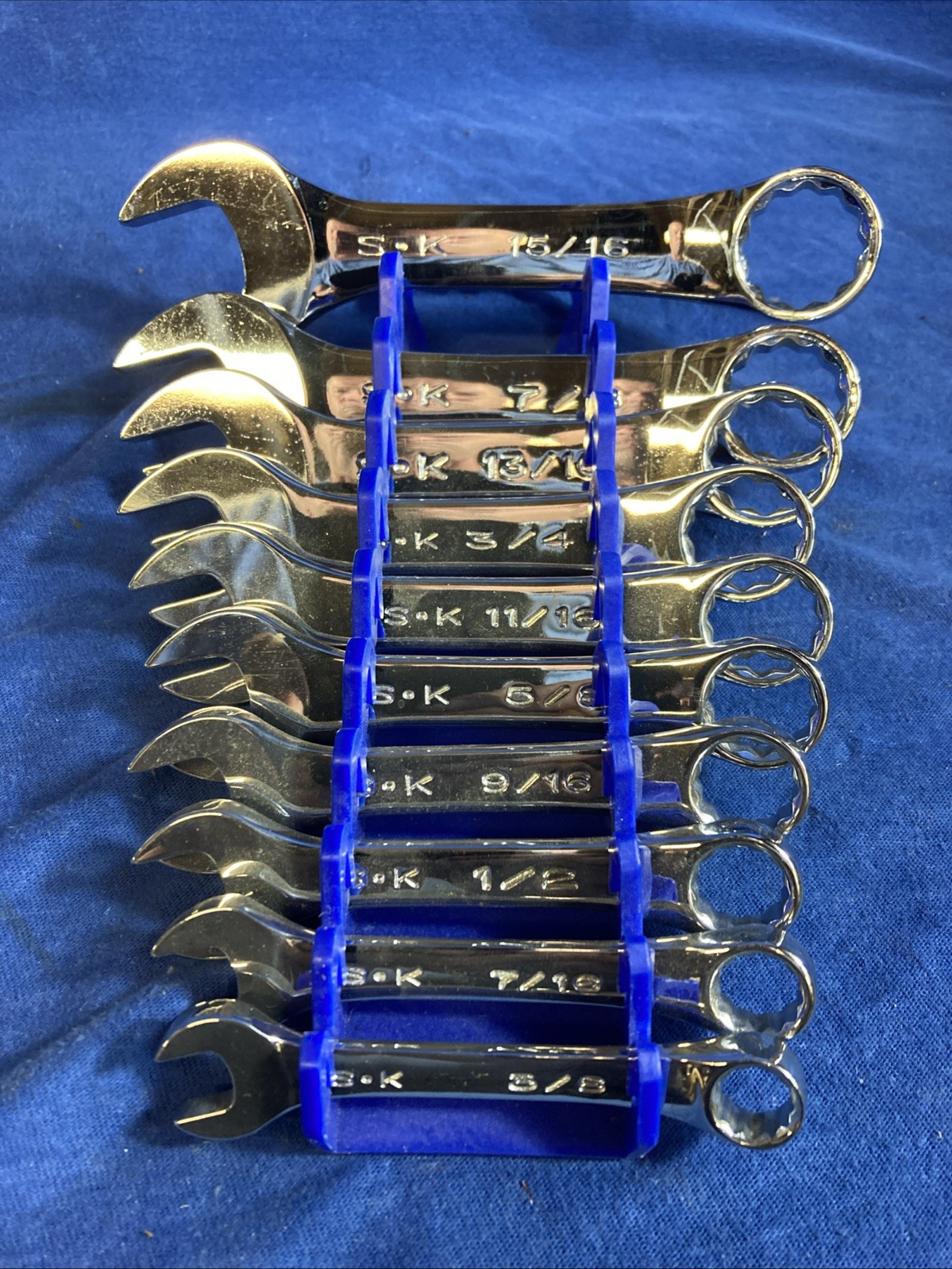 S & K 10 Pc Stubby Combo Wrench Set, 3/8″-15 /16″, 12Pt Offset, 88030