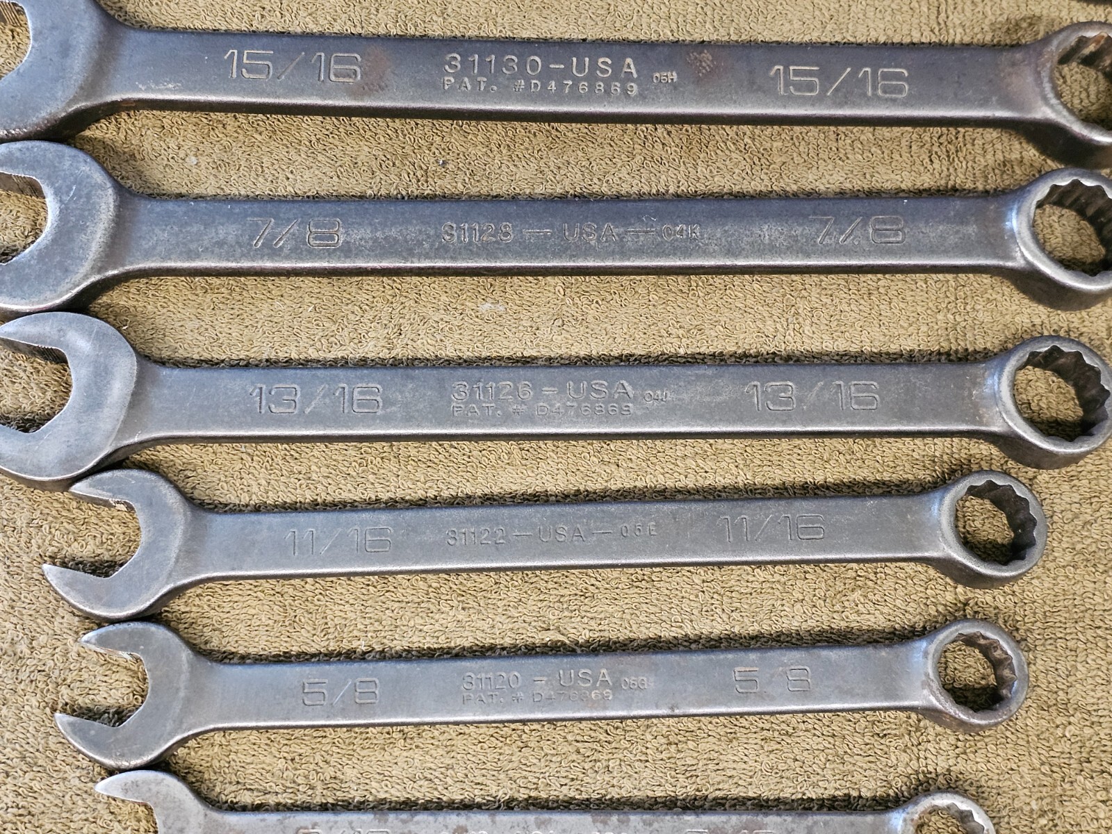Wright Grip Combination Wrench Set Sae 1″ 7/8 5/8 9/16 1/2 3/8″ 31132 Black Tool