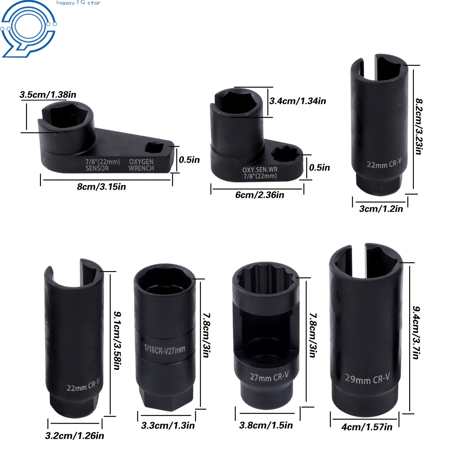7Pcs Set Oxygen Sensor Socket Automotive Sensor Auto Tool Set Sensor Socket