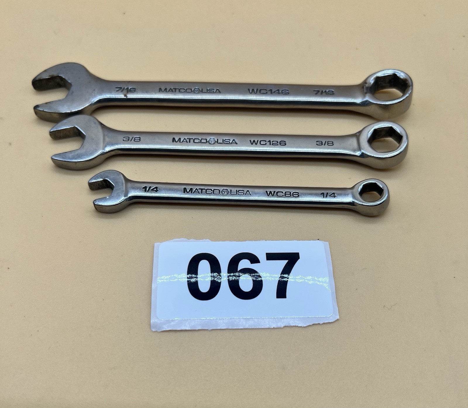 Matco Tools USA 3 Pcs WC146, WC126, WC86 SAE Combination Wrench 6 Point Chrome
