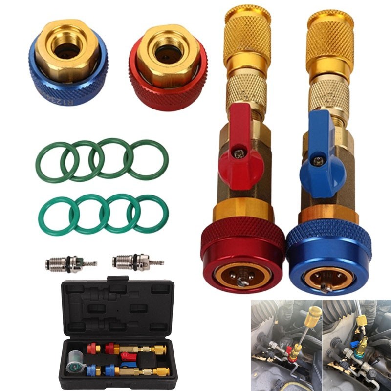 Professional Valves Core Remover Tool set for R134a R1234yf R22 Car Systems
