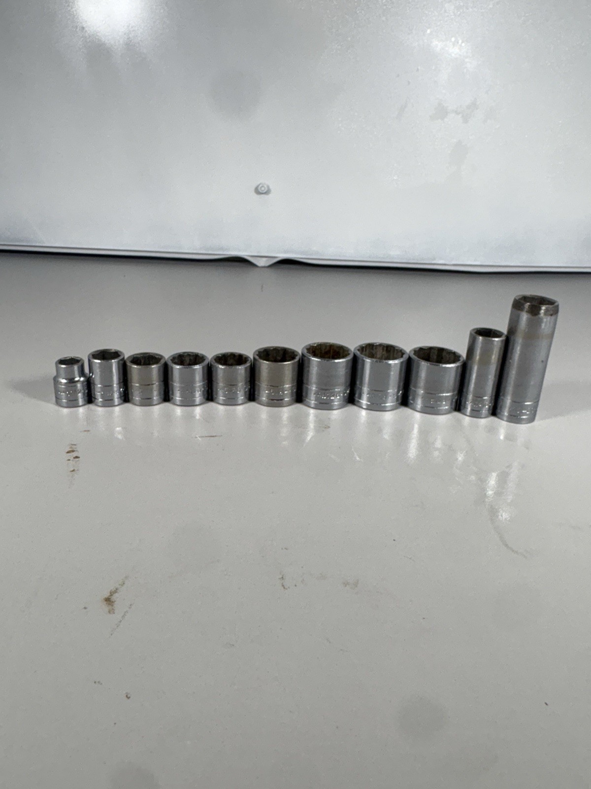 SK Tools 3/8” Drive SAE Socket Lot 11 Pc USA Deep & Shallow Vintage Chrome