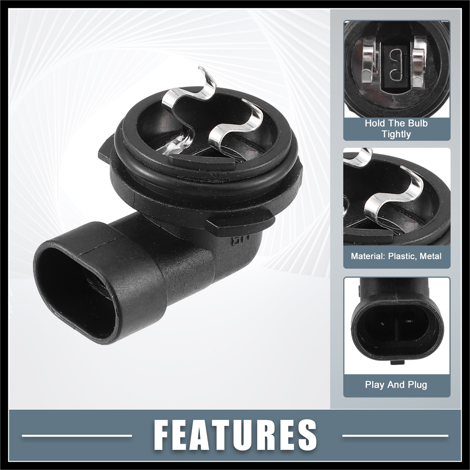Fog Light Bulb Holder Socket 1445 H1 fit for Automotive Vehicle Plastic Black
