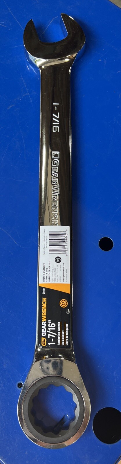 Gearwrench 1-7/16” Ratcheting Combination Wrench 12pt Jumbo 9040 NEW