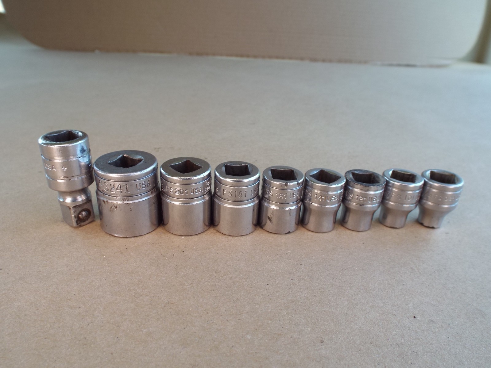 VTG Snap-on 8 Pc Socket & 1 Ext Lot 3/8 Dr 6 Point USA Made (Please Read)