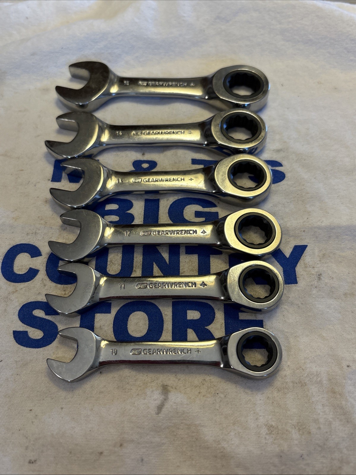 GearWrench 6pc Stubby Metric Ratcheting Combo Wrench Set 10-15mm