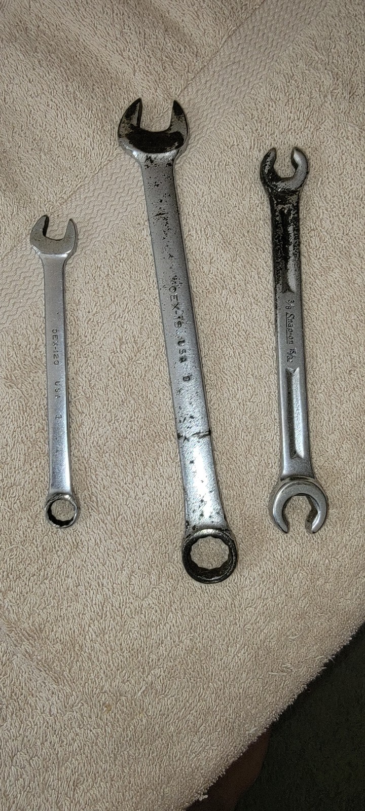 Lot of 3 SNAP-ON Wrenches OEX 18, OEX 120, RXV-1215-S Wrenches