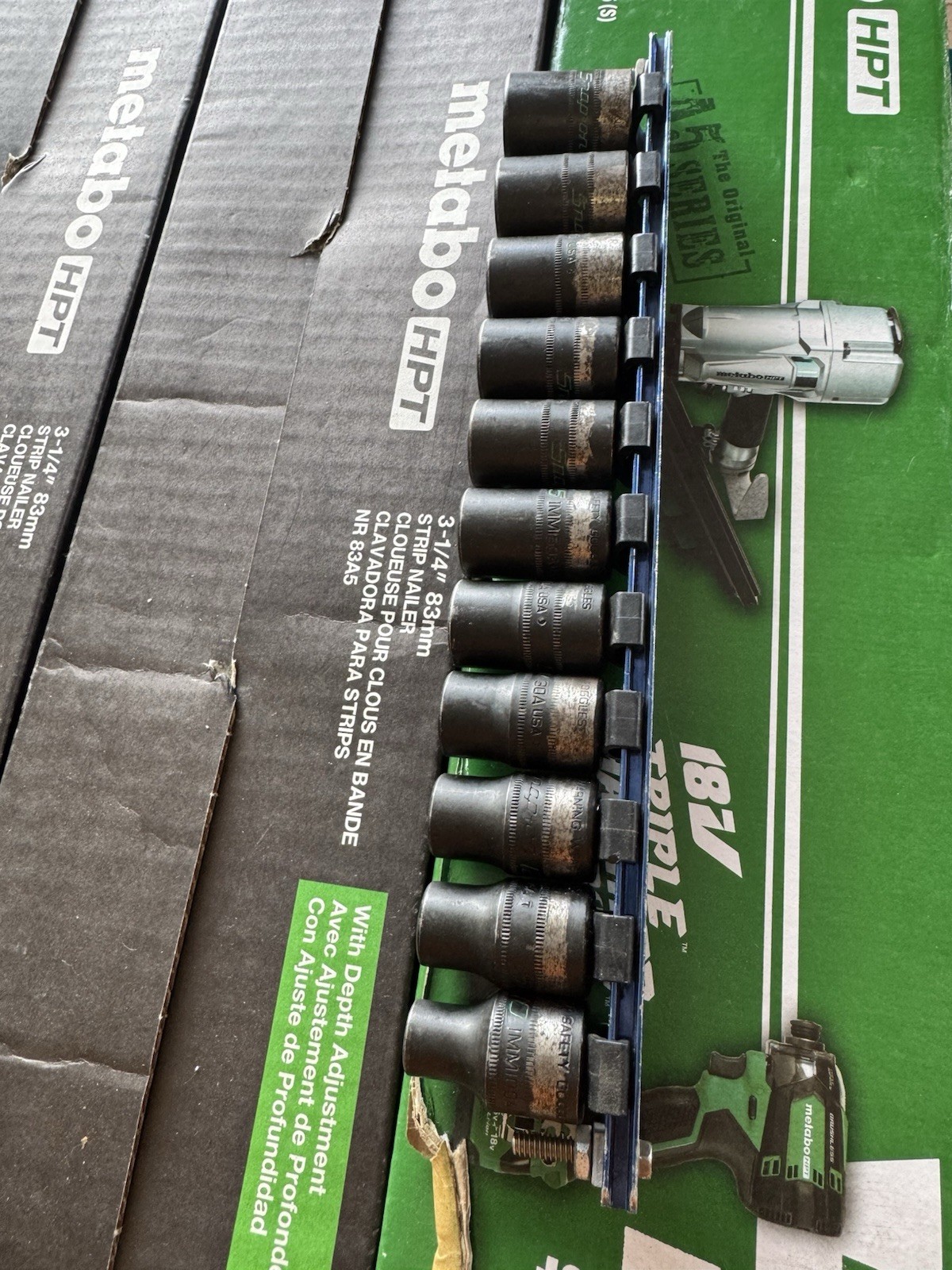 Snap-on Lot IMM100, IMM200. 1/2 Inch Drive Shallow Impact Sockets. Lot 11 Pieces