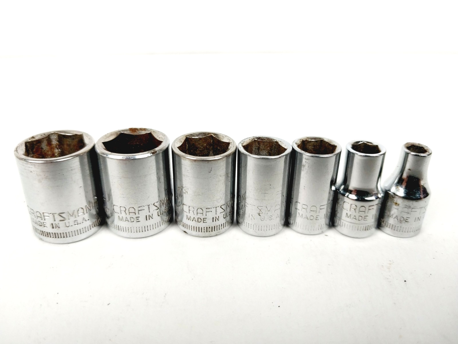 Vtg 9-Pc Craftsman 1/4 Drive Metric Shallow 6-Pt Socket Set 13 12 11 9 8 8 6 6 4