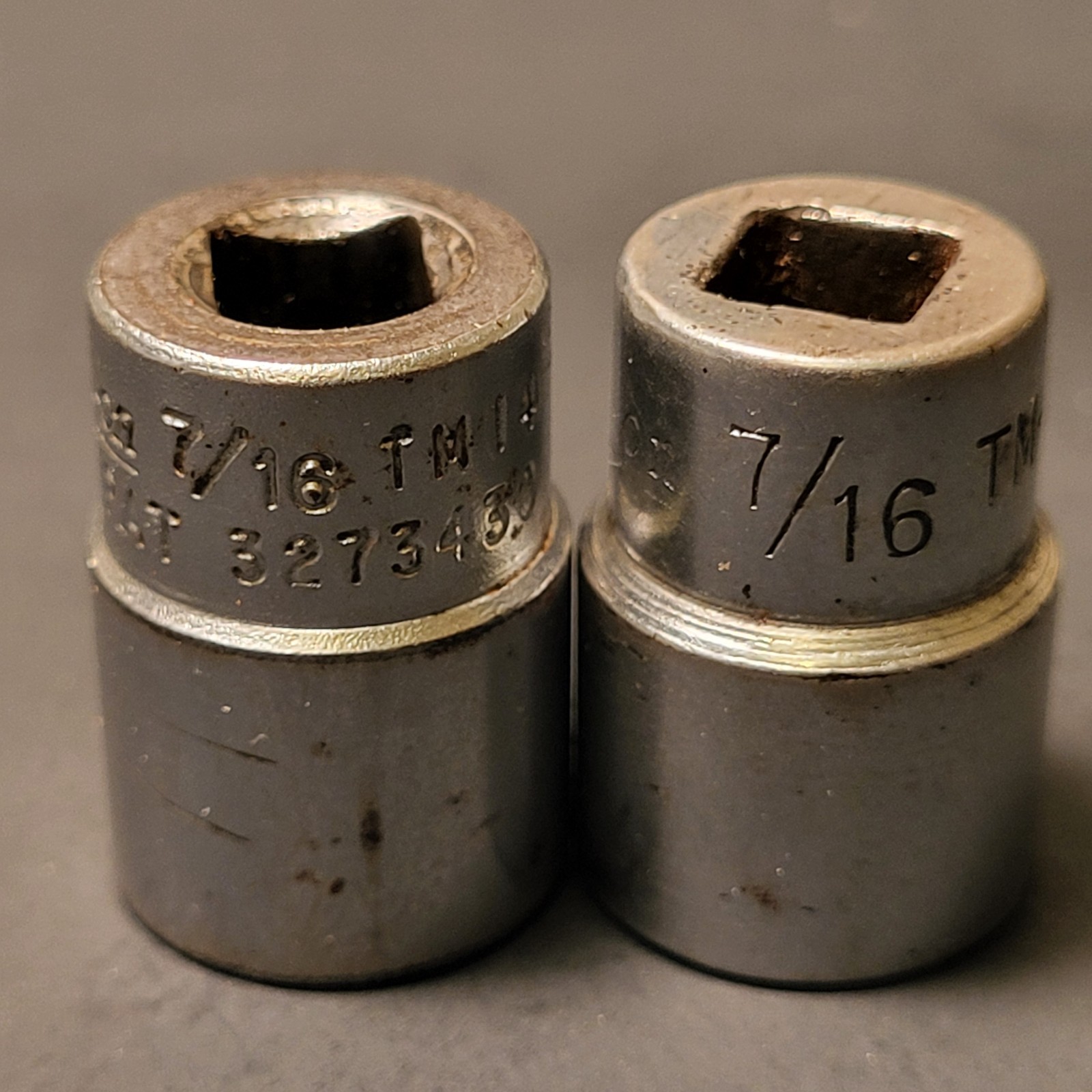 Snap On 5 piece 1/4” drive sockets 6 point 7/16” 14mm 3/8” 11/32” 9/32”