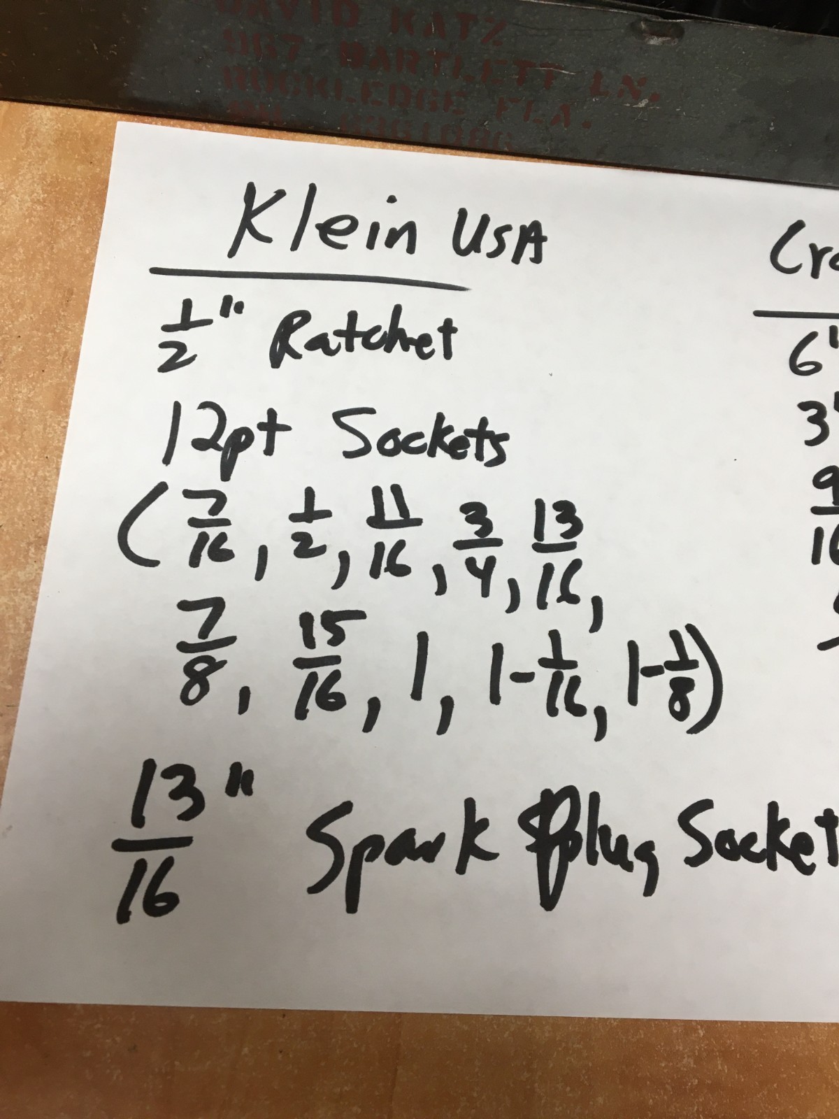 Vintage Klein 65201 1/2” Drive 16 Pc Socket Set 7/16” Thru 1-1/8” USA READ