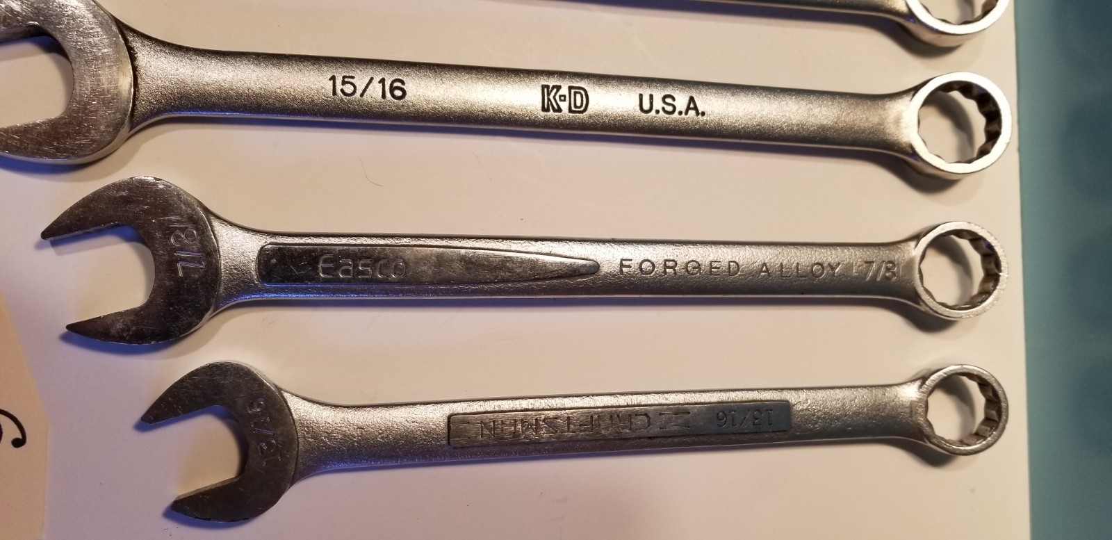 PROFESSIONAL CHROME COMB. WRENCHES: 1 1/8″, 1 1/16″, 1″, 15/16″, 7/8″, 13/16″