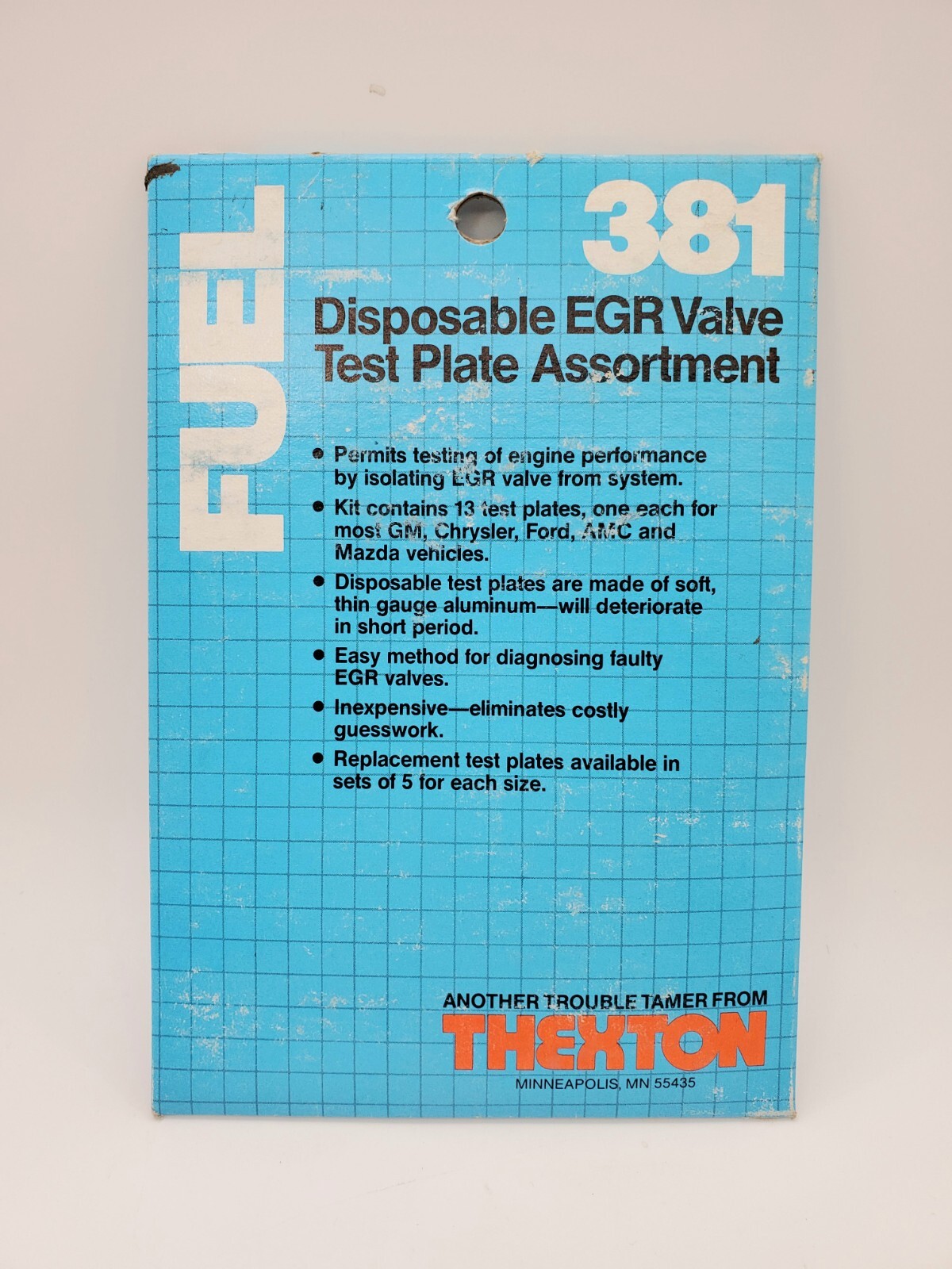 Thexton Disposable EGR Valve Test Plate Assortment #381 Retired