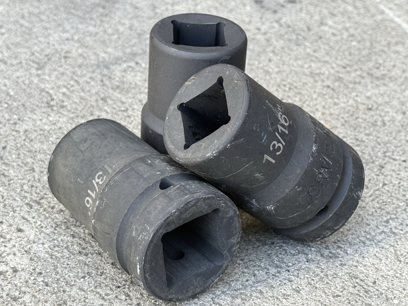 3pcs 1″ DR. Semi Truck Budd Wheel 21mm (13/16”) 4 point Impact Socket Set Cr-V