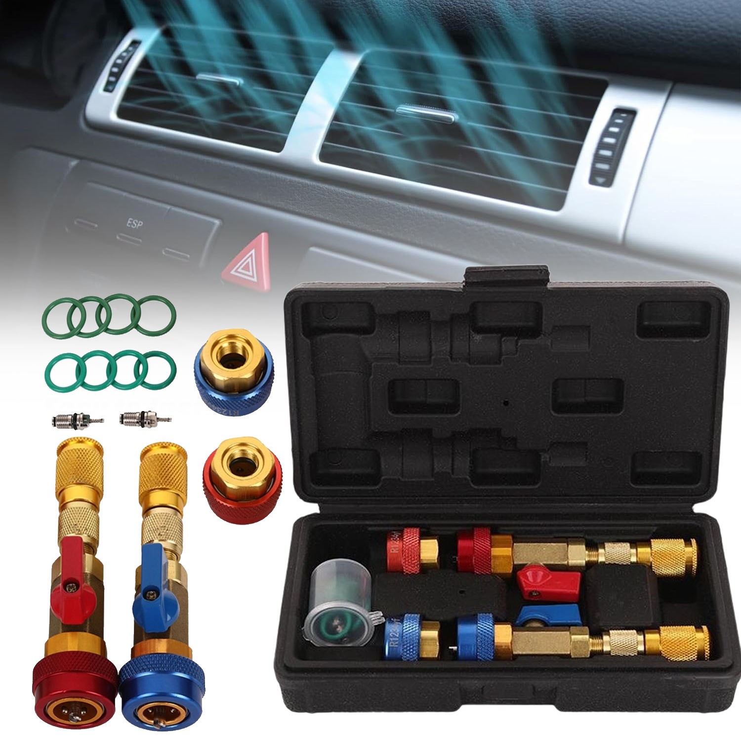 Professional Valves Core Remover Tool set for R134a R1234yf R22 Car Systems
