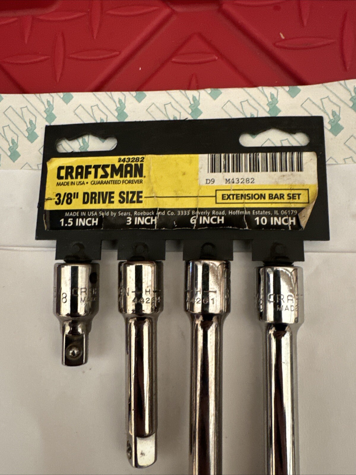 Sears Craftsman USA Nos 3/8” Extension Set 43282 1.5/3/6/10” H Series Vintage