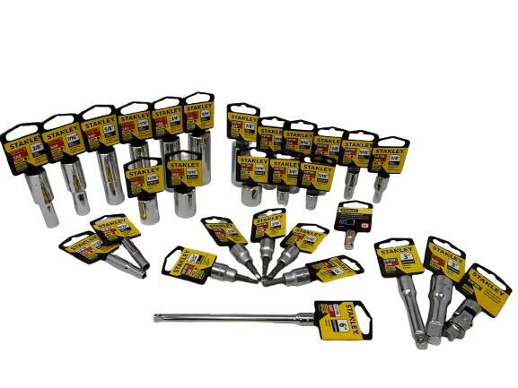 Stanley 29 pc Standard & Deep Socket SAE Set 6 and 12 point, 1/2″, 3/8″, 1/4″ Dr