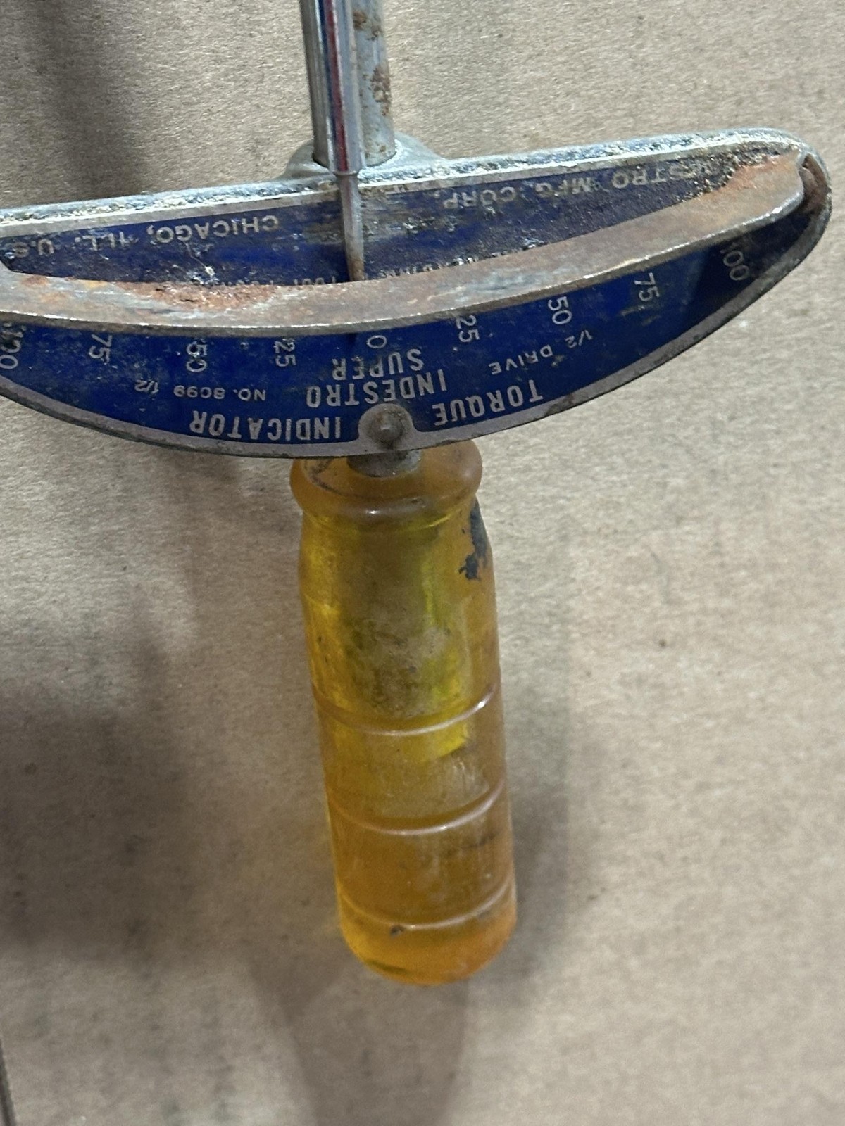 Vintage Indestro Super Torque Indicator Wrench 1/2in Drive No 8099 Made In USA