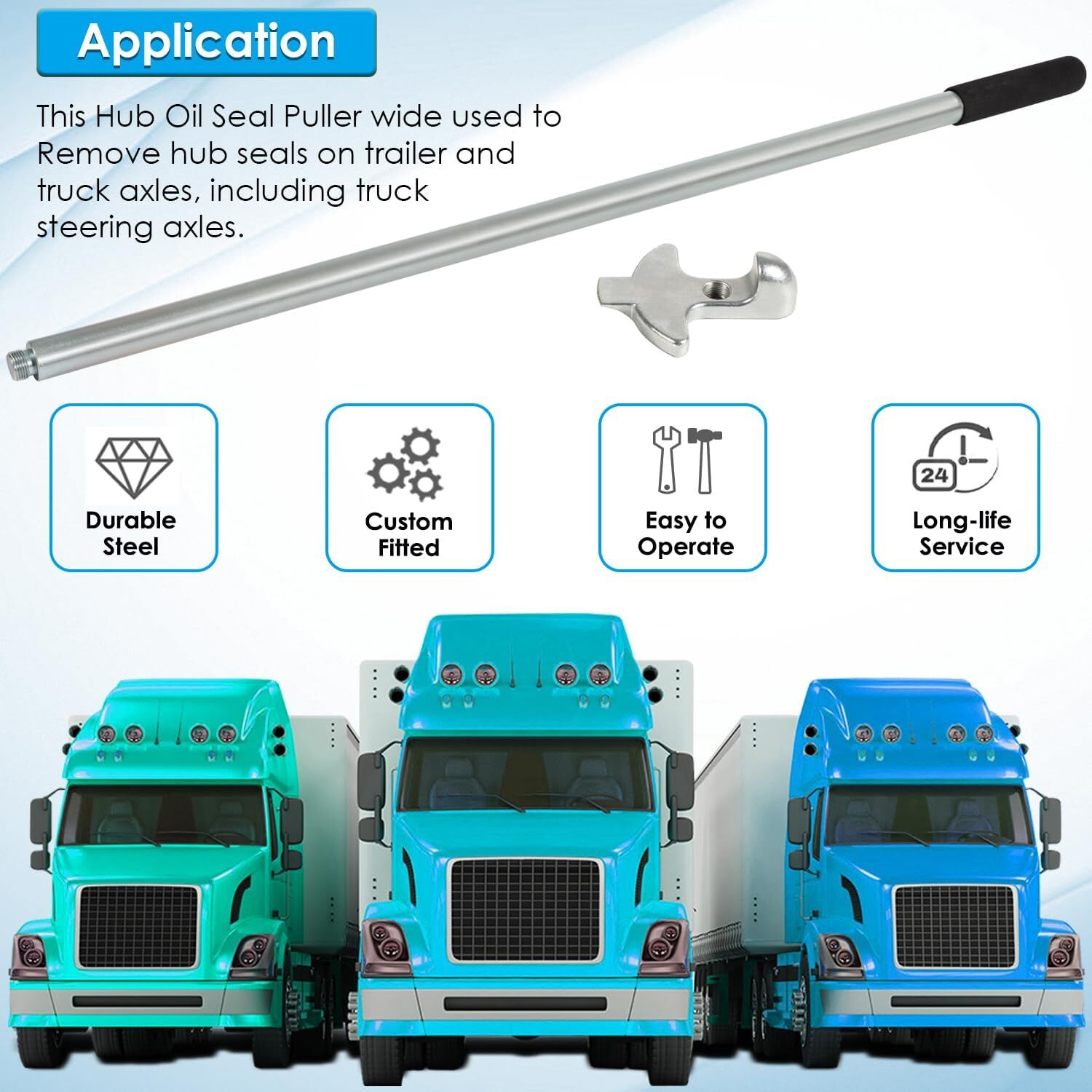 Trailer & Truck Steering Axles Tool 5085 Hub Oil Seal Puller Remover 28″ Long
