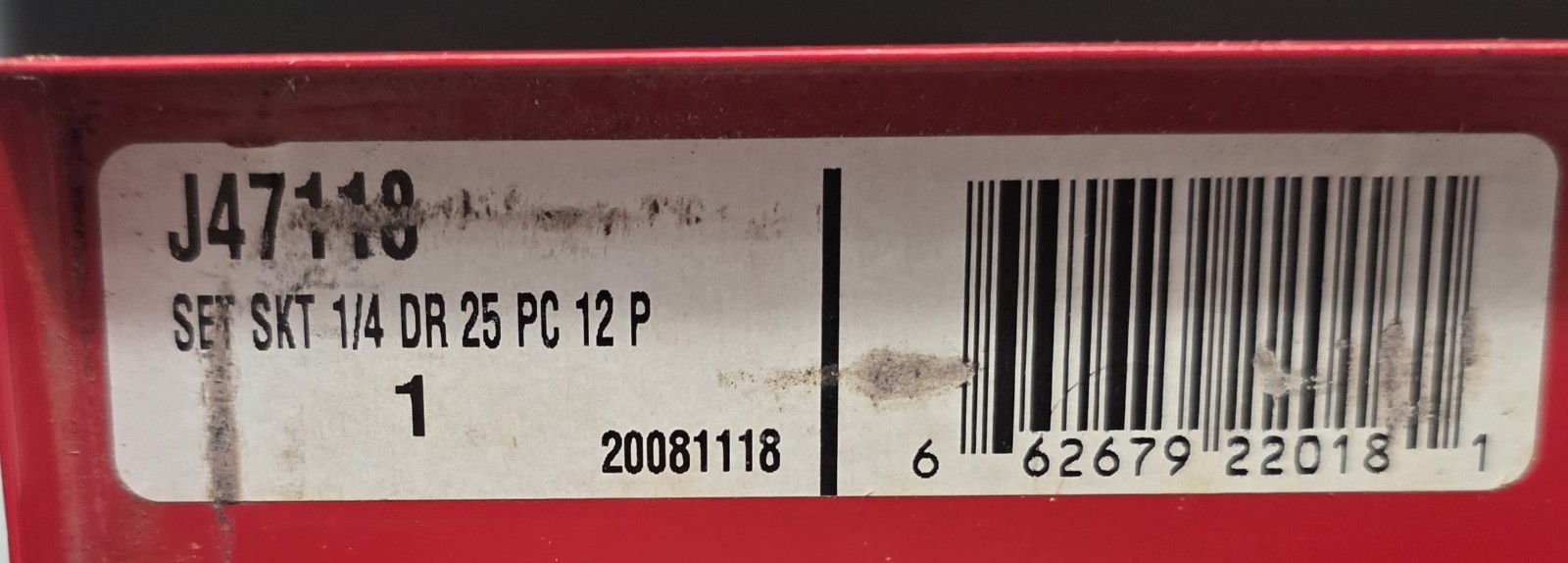 Proto J47118 USA 25 Pc 1/4″ Drive SAE 12 Point Socket Set w/ Metal Case Complete