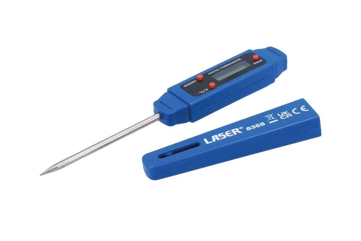 Laser 8358 Compact Digital Thermometer Stainless Steel Probe Air Con Pocket size