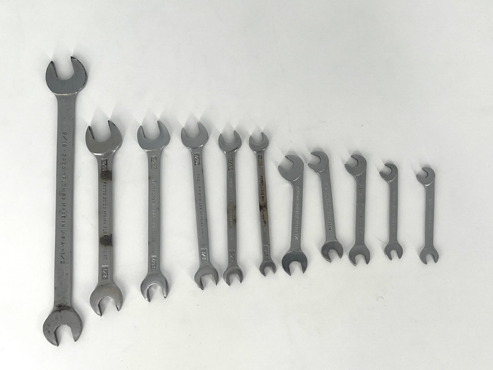 Vintage PLVMB PLOMB PROTO Open End Wrench Set 11pc Midget Ignition Tappet SAE