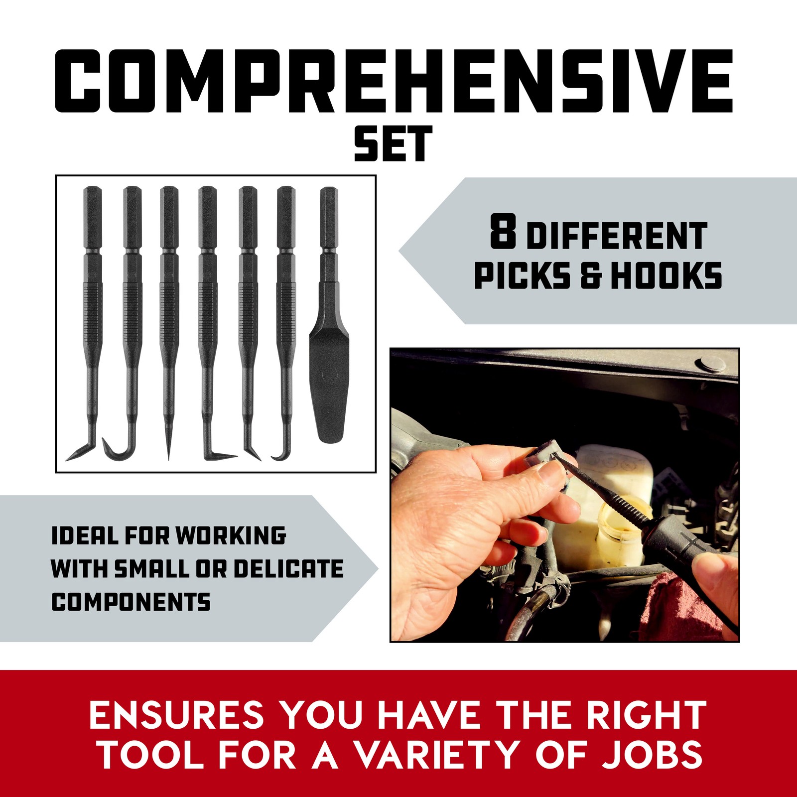 Powerbuilt Interchangeable O-Ring Hook and Pick Set – 643063ECE