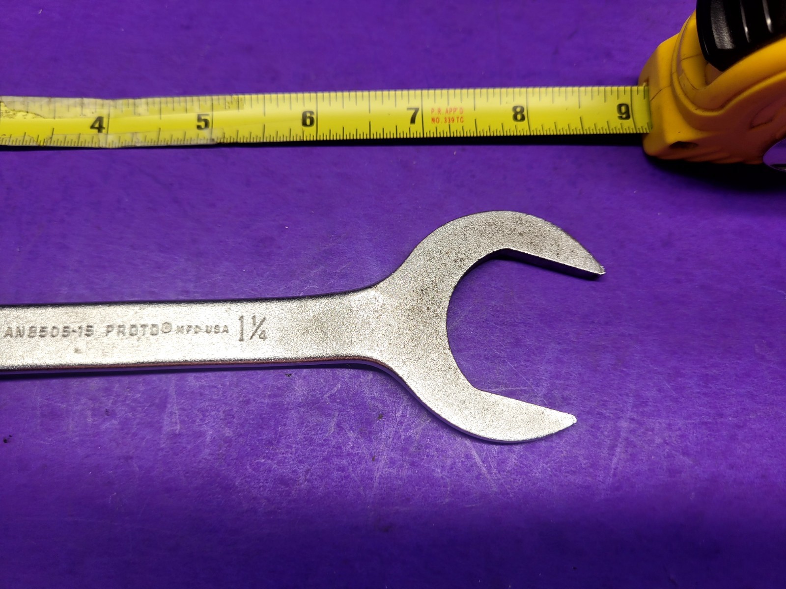VINTAGE PROTO OFFSET OPEN END WRENCH 1-3/16- 1-1/4 AN8505-15. USA