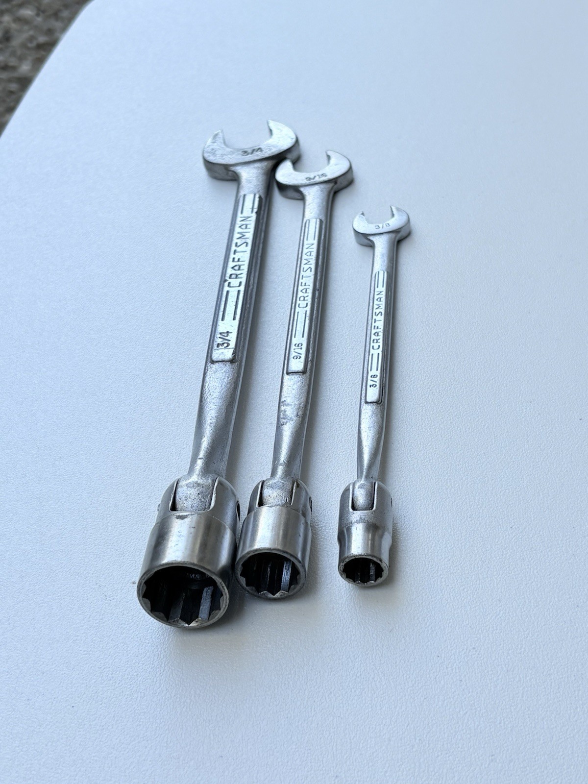 Vintage Craftsman =V= Swivel Flex Socket Wrenches 3pc Set 3/8 9/16 3/4 USA