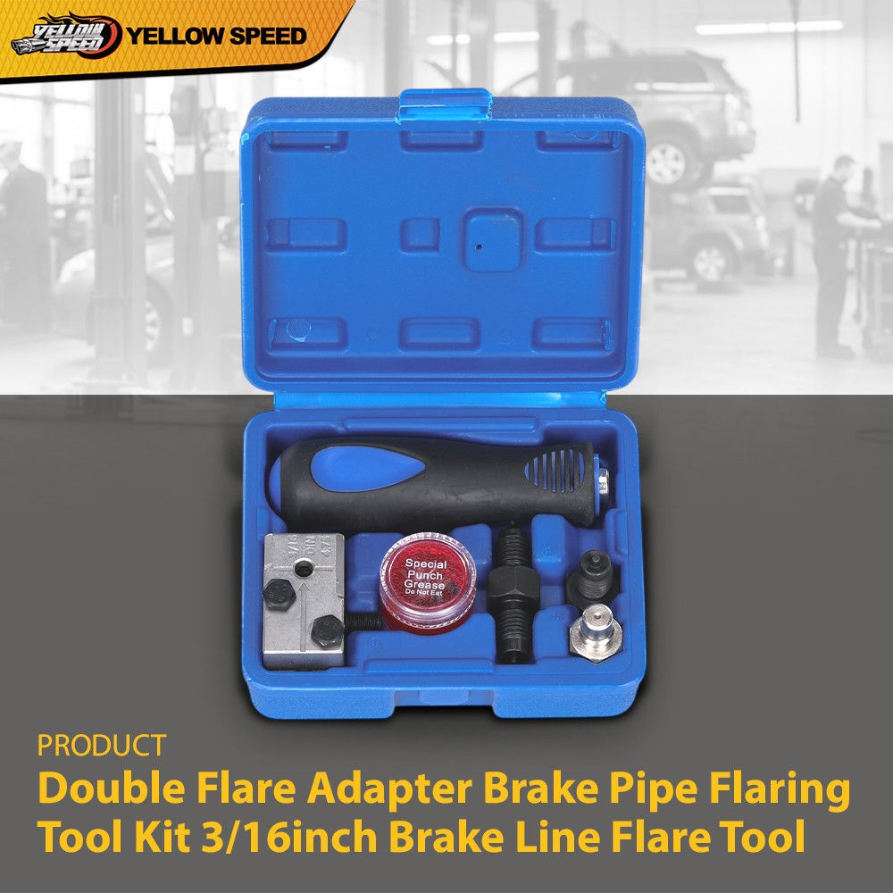 3/16″ Double Flaring Tool Brake Line Adapter Kit w/ Storage Box for Auto