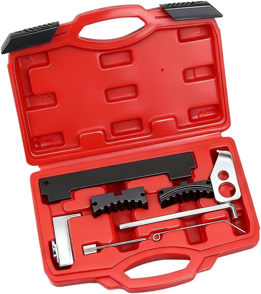 Automotive Camshaft Locking & Timing Belt Set — Compatible with 16V Engines, Red
