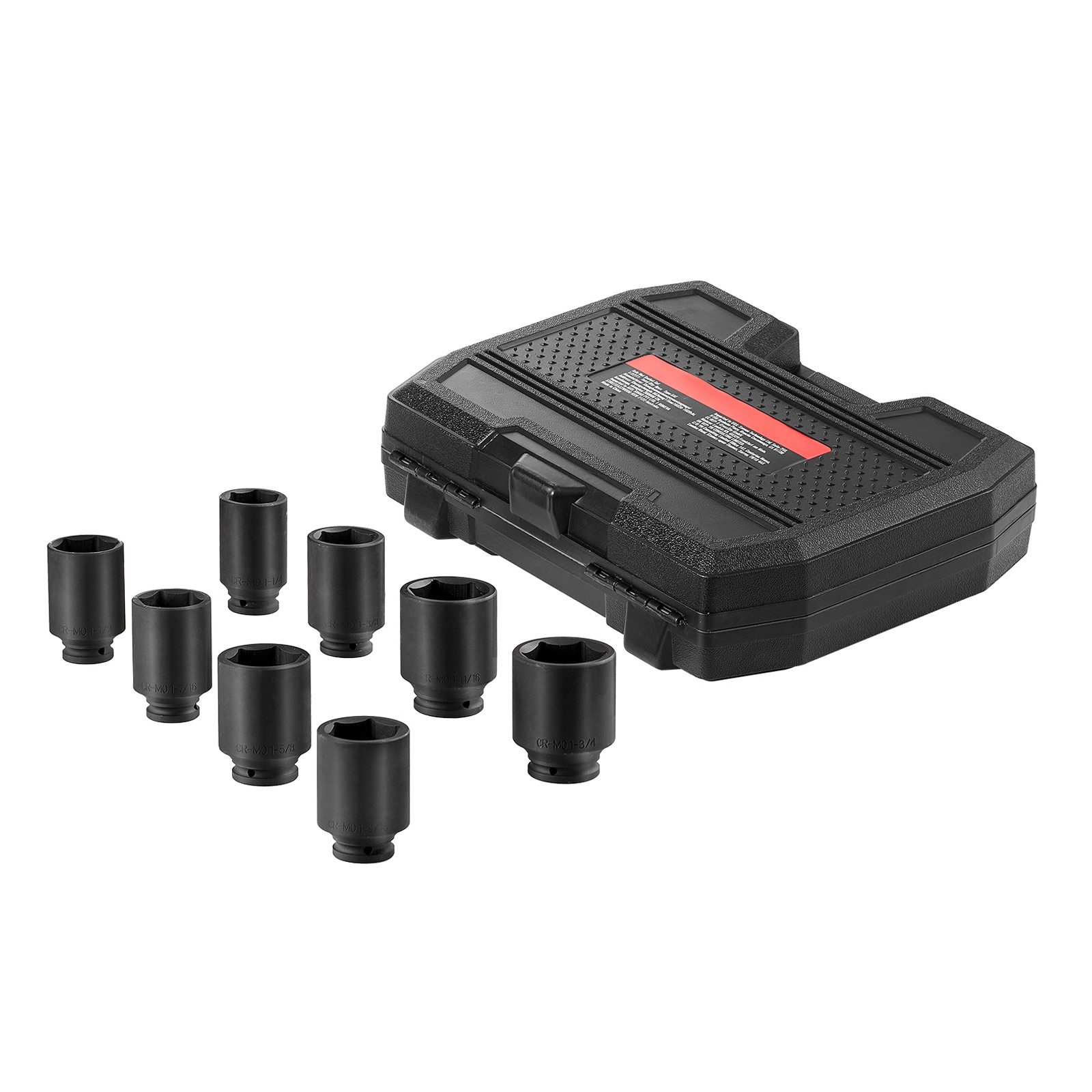 Uimoso 8PCS 1/2″ Drive Deep 6-Point SAE Axle Nut Impact Socket Set