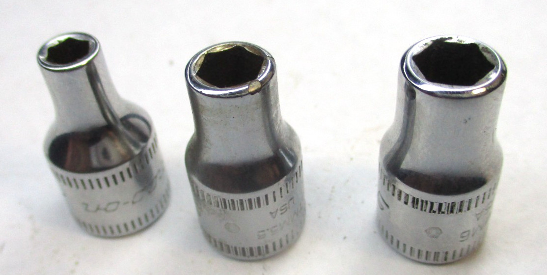 Snap on 3pc 1/4″ Dr 6pt Metric TMM4 4mm TMM5.5 5.5mm TMM6 6mm Shallow Sockets US