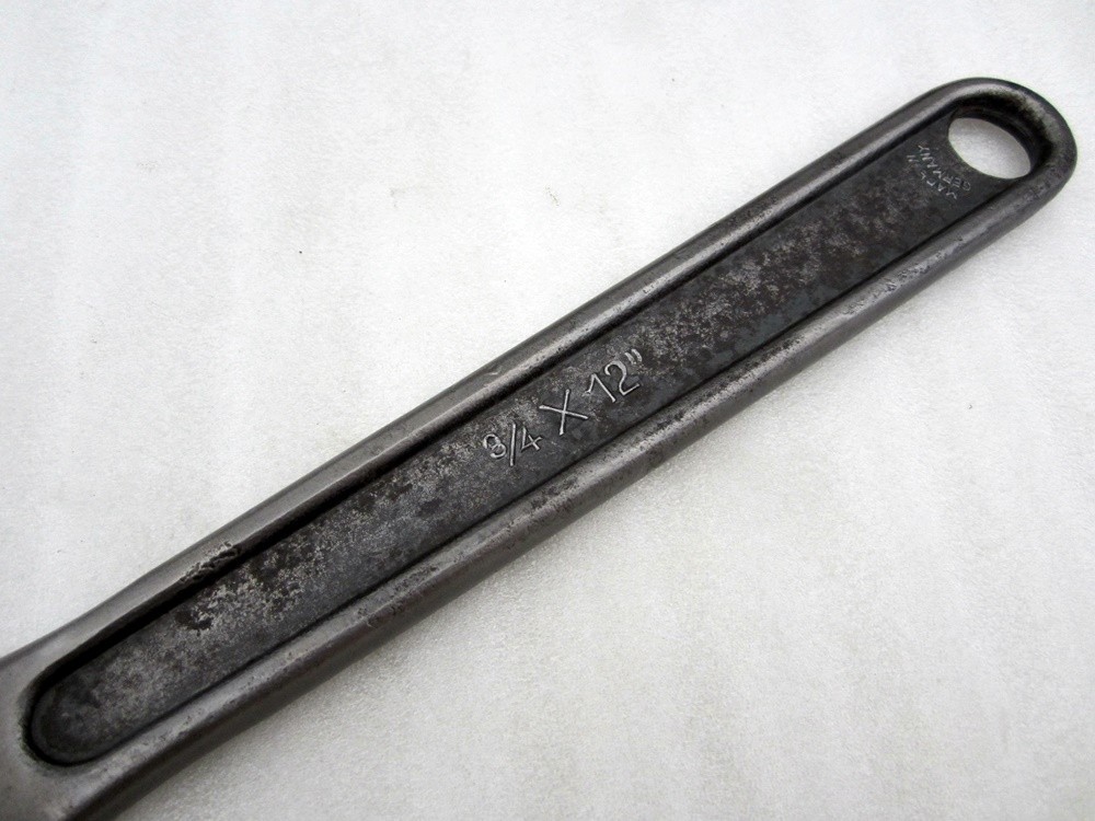 Vintage 12″ German Adjustable Wrench Thick Jaws Made in Germany