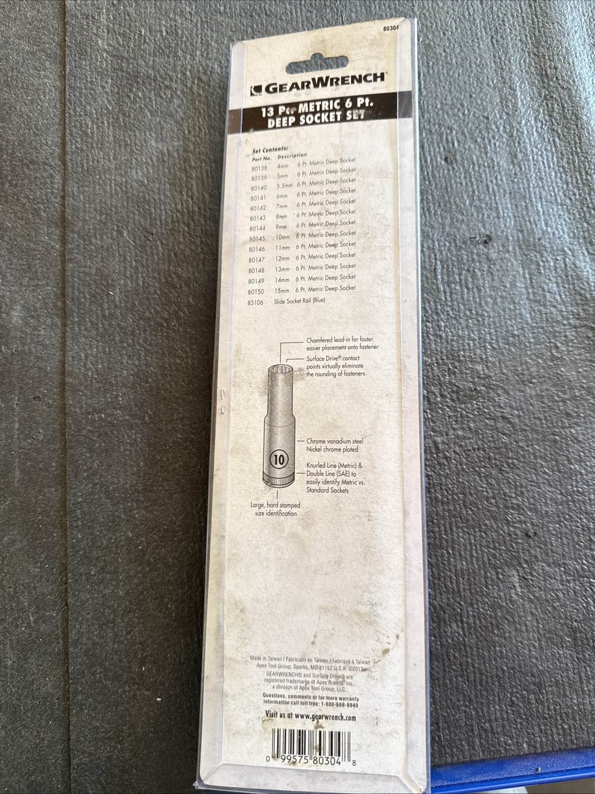 Gearwrench 13 Piece 1/4″ Drive, 6 Point Deep Socket Set, Metric 4 to 15mm #80304