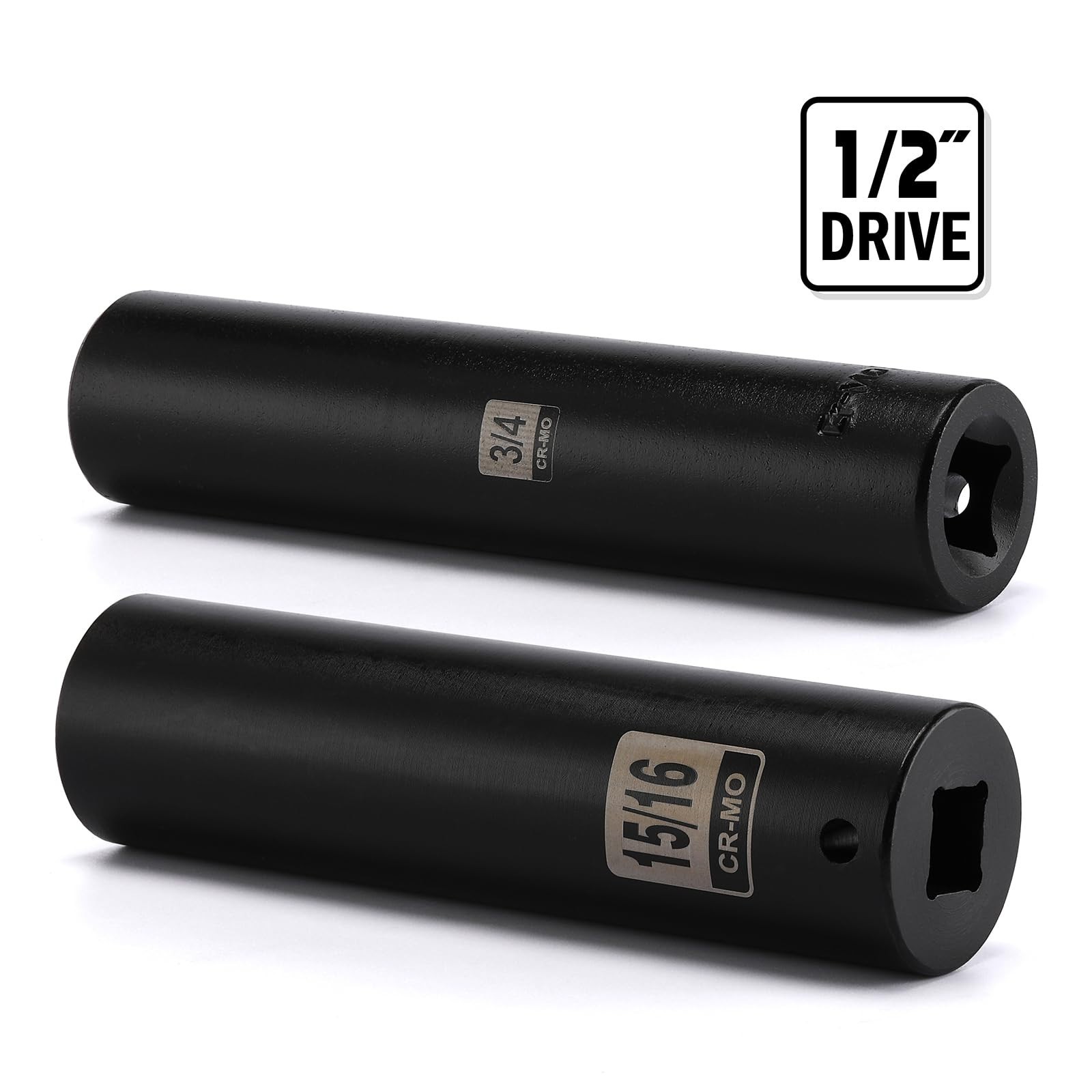 2PCS Extra Long Deep Impact Socket Set 1/2 Inch Drive – 3/4 & 15/16 Inch, CR-MO,