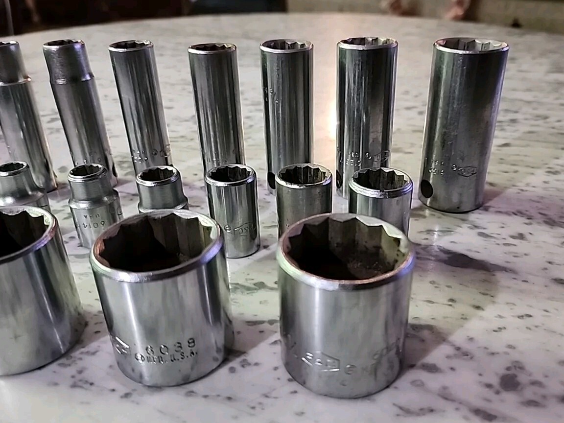 Lot Of 16 P & C SAE Sockets 1/2″ Drive Deep And Shallow 3/8″ To 1 1/4″ 12 Point