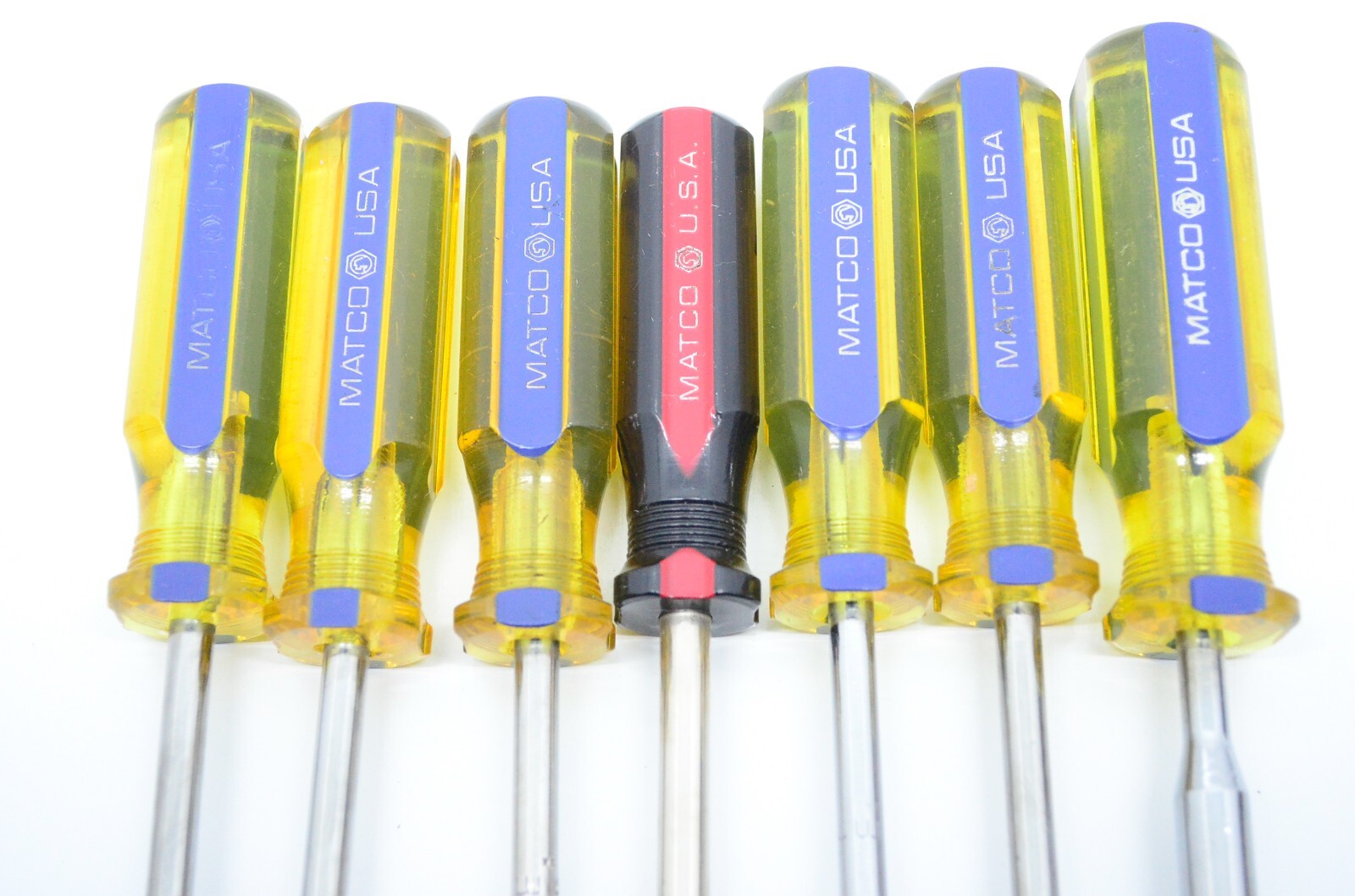 7 MATCO Metric Nut Drivers 4mm 5mm 5.5mm 7mm 8mm 9mm 13mm ND13M Clear Yellow