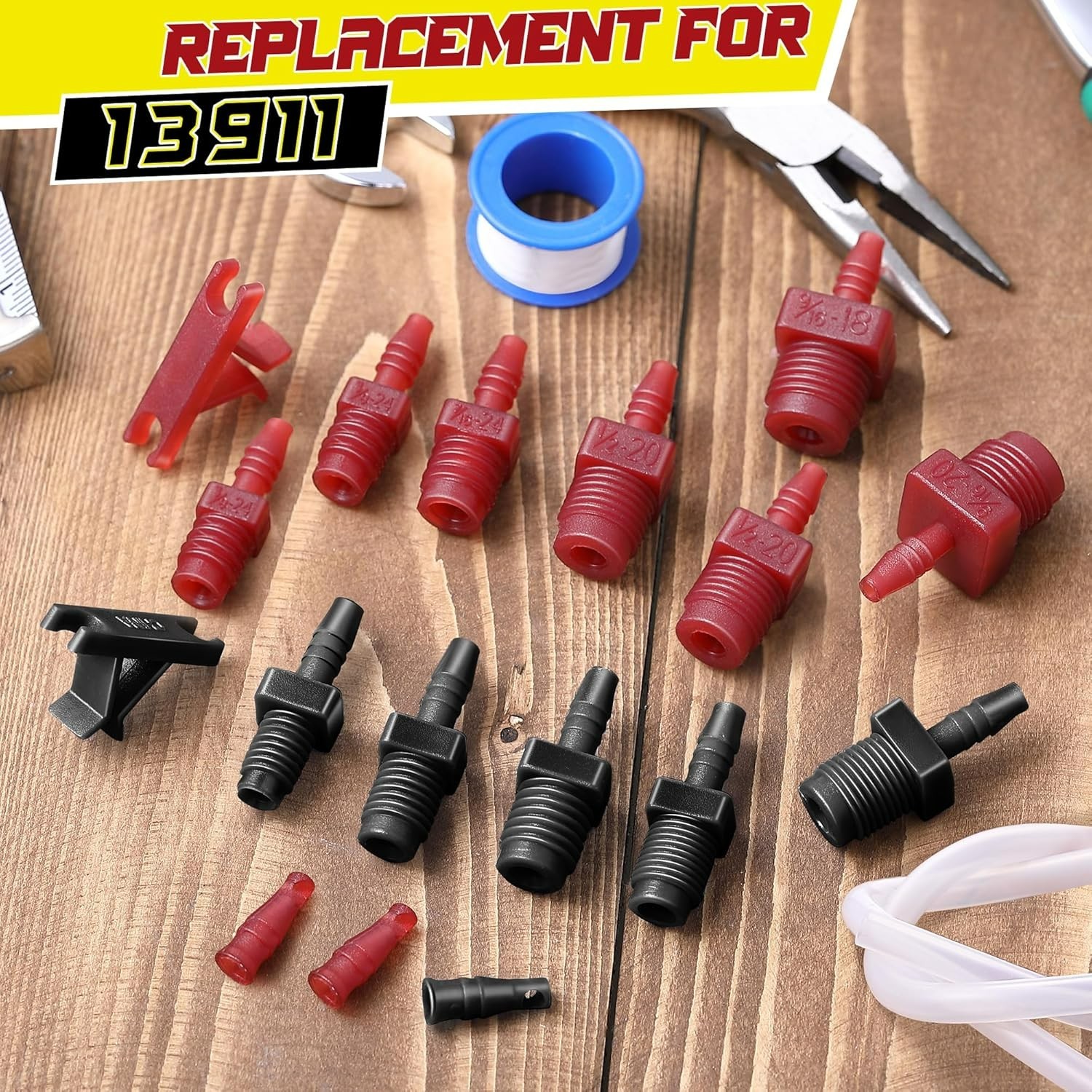 Durable Brake Master Cylinder Bleeder Kit with Clear Hose & 20 Adapters Included